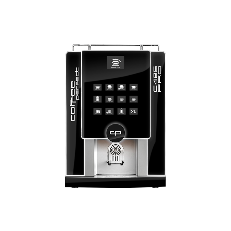 Kaffeevollautomat coffee perfect C425 Pro mit beleuchtetem Bedienfeld.